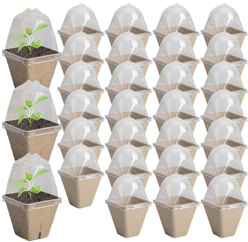 Macetas de turba para, 30 piezas macetas de turba transpirables recipientes para plantar - macetas con orificios de , para plantar trasplante cultivo horticultura invernadero interior al aire