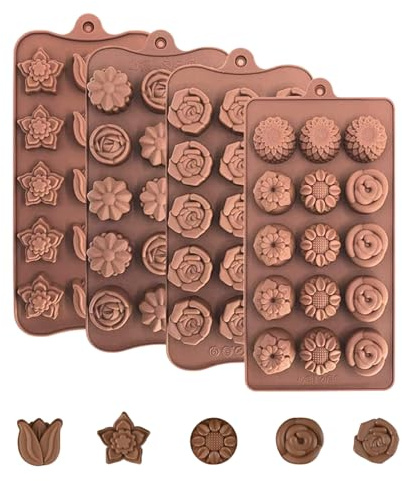 Moule en silicone de qualité alimentaire pour chocolat, roses et cœurs - Moule pour chocolat, fondant, glaçons, gâteaux et décoration