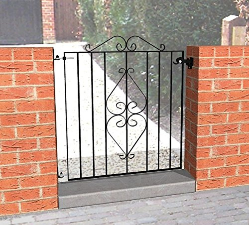 Ascot Wrought Iron Gate 910 x 815mm Black With Adjustable Gate Fixing Kit 8021003