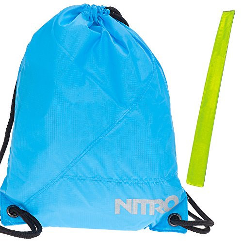 Nitro Sportbeutel Sports Sack 878003 Turnbeutel Schuhbeutel + Reflektorstreifen (Acid (Blau) 1)