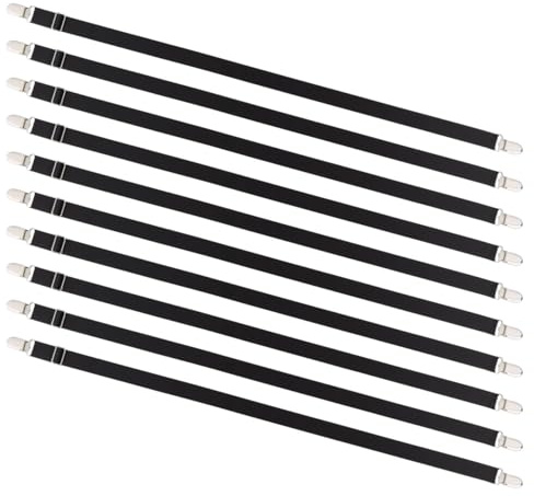 DESERMO 10er Set EXTRALANG Betttuchspanner mit Metallclips | Hochwertiger Spanner für Bettlaken | Betttuchspanner verstellbar 200cm Länge | Stabiler Bettlakenspanner Kreuz & quer einsetzbar (Schwarz)