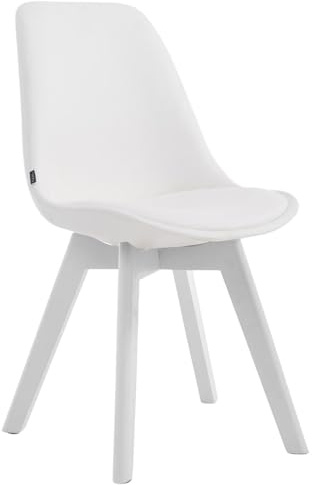 CLP Silla De Comedor Manado Tapizado En Cuero Sintético I Silla De Visitas con Base De 4 Patas De Madera I Silla De Salón con Respaldo I Color: Color:Blanco;Color del Marco:Blanco