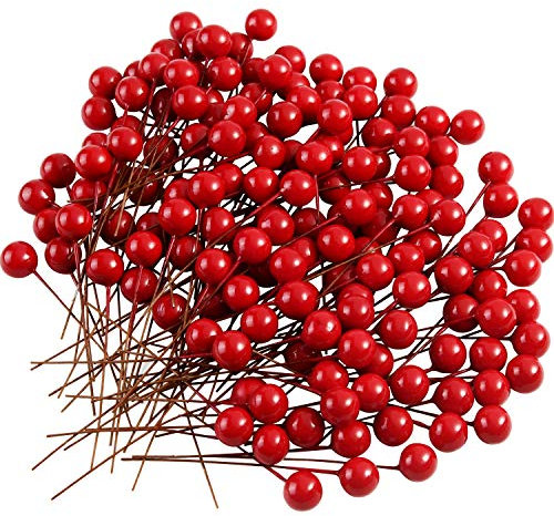 TUPARKA 150 Stück künstliche Stechpalmenbeeren für Dekoration, Girlande, Zubehör, Weihnachtsfeier-Dekoration