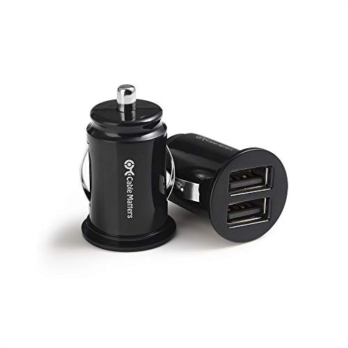 Cable Matters 2er-Pack 24W Dual-USB KFZ-Ladegerät, 4,8A | Integrierter Zigarettenanzünder-Anschluss, kompaktes Mini-Autoladegerät für Smartphones und Tablets