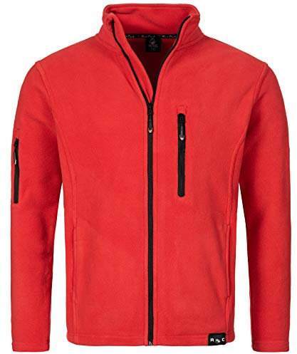 Rock Creek Herren Fleece Jacke Outdoor Wanderjacke Pullover Full Zip Hoodie Herrenjacke Fleecejacke Winterjacke Strickjacke Strickfleecejacke H-197 Rot 2XL