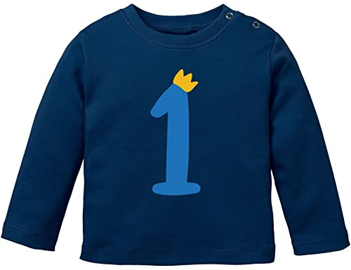 MoonWorks® Baby Langarm-Shirt 1. Geburtstag Zahl 1 Krone Geburtstagsshirt Geburtstagsshirt Bio-Baumwolle Junge Mädchen