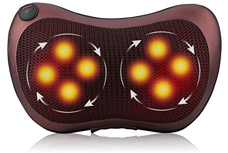 12V Auto 8 Knetwalzen Massagekissen Shiatsu Massagegerät, mit Wärmefunktion Elektrische Nackenmassagegerät 3D-rotierenden Massage für Nacken Schulter Rücken Muskel Entspannung(Braun)