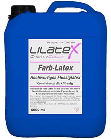 5 Liter Lilatex farbiges Flüssiglatex/Farblatex/Latexmilch - dickflüssiges Naturlatex in BLAU