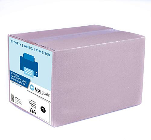 MDlabels 4 Adressetiketten DIN A4 (105x148 mm, 4000 Etiketten auf 1000 Blätter) Klebeetiketten - mattes Papier – bedruckbar - Selbstklebend- Weiß