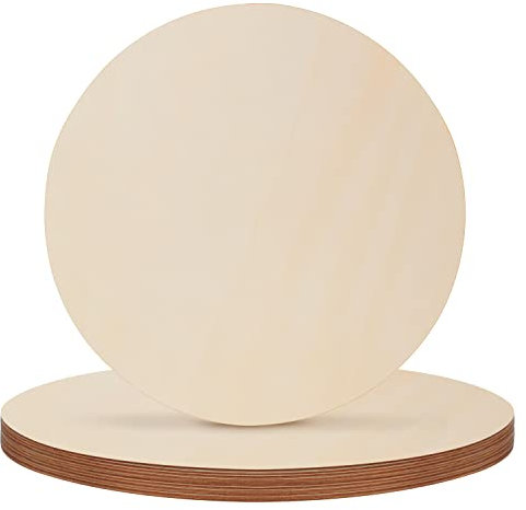 Belle Vous Unbearbeitete Holzscheiben Rund (12 Stk) - 25 cm Durchmesser - Natürliche 2 mm Dünne Holzplatten - Ausschnitte für Kunsthandwerk, Holz Untersetzer, Heimdekorationen & Ornamente