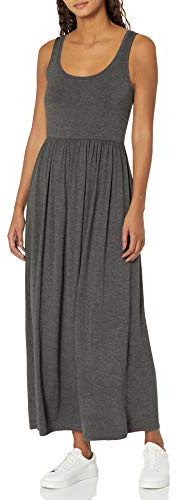 Amazon Essentials Women's Long Waisted Maxi Dress (Plus, Charcoal Heather, XXL
