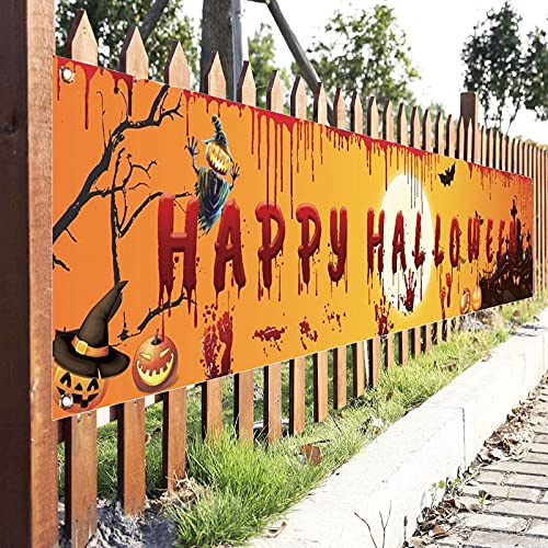 Halloween-Party Deko rechteckig 2,5m x 0,49m | Für Innen & Außen. Ideal für Haus, Garten, Fenster, Party. Gruselige Atmosphäre für Halloween-Feier.