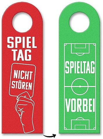 Fußball Spieltag Türhänger für Fußballfans in rot und grün witziges Geschenk für einen Fußballfanatiker der beim Spiel seiner Lieblingsmannschaft gerne mal ausrastet Türschild