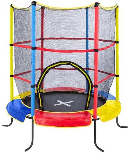 Ultrasport Mini Cama elástica Salto Feliz para niños pequeños de 3 a 5 años, con Red de Seguridad, Soporte Estable, Sistema Cuerdas elásticas, se Puede Usar en el Exterior o en el Interior, Ø 140 cm