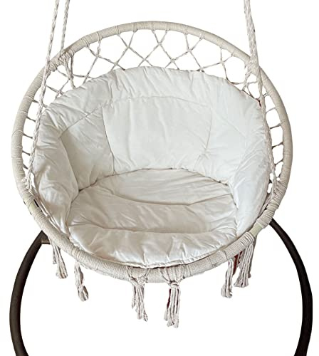 YAOTT Coussin de Siège pour Chaises Suspendues à Franges Rond Confortable Coussin de Jardin Exterieur Chaise Balançoires Coussin Fauteuil Suspendu,Beige,60X60CM