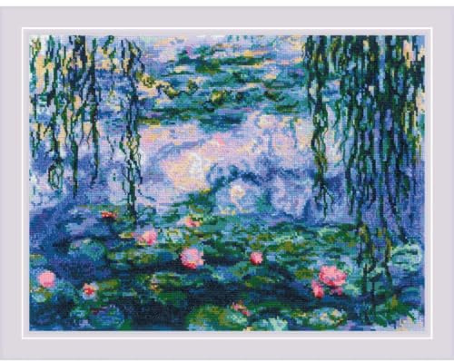 Riolis Kreuzstich Set Seerosen nach C. Monet, Zählmuster, 40x30cm