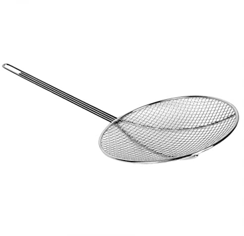 TrueCraftware- 12-Inch Round Wire Skimmer Nickel Plated- Mesh Strainer Skimmer Kitchen Utensil Food Strainer Skimmer Spoon for Cooking Sieve Sifters Rice Quinoa Pasta Fruits Vegetables