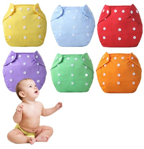Ruiqas 6pcs Baby Washable Potty Training Pants Diapers Reusable Adjustable for Newborns Infants Babies