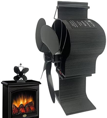 Kaminofen Ventilator – Thermodynamischer Kaminventilator mit 4 – nicht elektrisch & ultra leise Holzofen für , Holzbrenner, Kamin, Pellet
