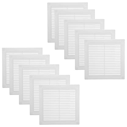 Vent Systems 150 x 150 mm - 10 Stück - Weiß Lüftungsabdeckung – Flache, Quadratische Lüftungsschlitze mit Fliegengitter – HVAC-Lüftungsöffnungen für Badezimmer, Heimbüro - Lüftungsgitter/Abdeckung