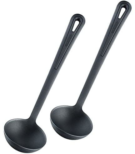 Westmark 2 Suppenkellen/Schöpflöffel, Hitzebeständig bis 270 °C, PPA, Länge: 31,5 cm, Gentle Plus, Schwarz, 285622E5