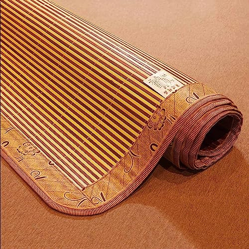 HRXQ Faltbare Bambusmatte Bett Schlafen Pad Doppelseitige Karbonisierte Bambus-Bettmatte, Atmungsaktive Glatte Bambus-Matte Bett Schlafen Pad Für Wohnzimmer, 4 Größen (Size : L195xW135cm/L77xW53in)