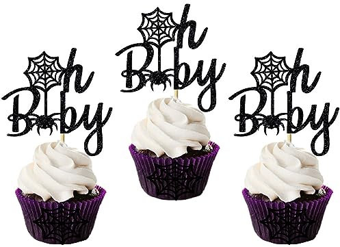 36pcs Spinnennetz Cupcake Toppers Halloween Thema Party Kuchen Dekoration Mädchen und Jungen Geburtstag Party Geschlecht Reveal Party Dessert Einsatz MGPFERD