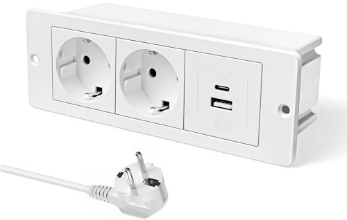 JACEPFY Presa da incasso PD20 W, USB-C, ricarica rapida a 2 scomparti, presa da tavolo e a scomparsa con connessione USB per mobili per cucina, ufficio, scrivania, bianco