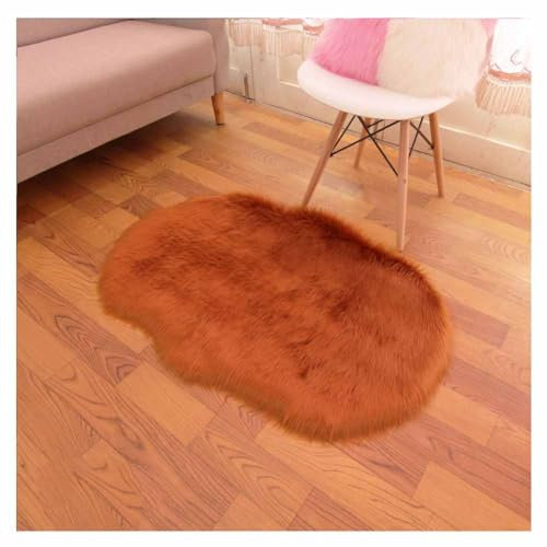 SHTGOI Alfombra de piel sintética de imitación de piel de cordero, alfombra de cama con antideslizante, terciopelo de piel de ciervo, alfombra de lana mullida para sofá, salón, dormitorio, 40 x 60 cm,