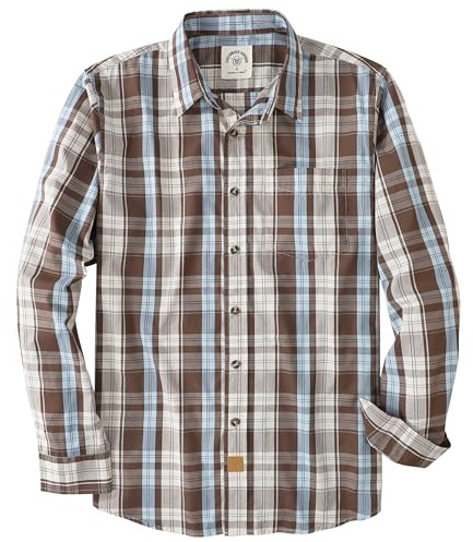 Dubinik® Chemise Homme Casual Poche Leger Doux Regular Bouton Classiques Carreaux Manches Longues
