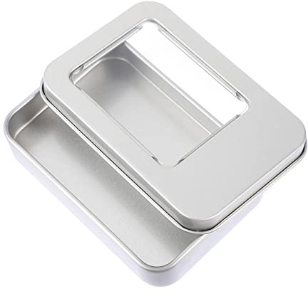 Scatola per Chiavette USB in Latta 10 Pezzi Argento | Finestra Visibile , Resistente All’usura e Superficie Liscia , Organizzatore Pratico