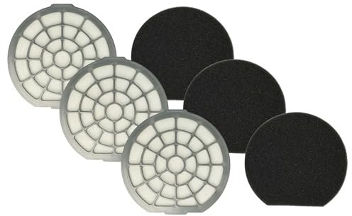 vhbw 3x dual motor protection filter compatible with Dirt Devil Infinity Excell M 5050-8, M 5050-9, M 5051 Vacuum Cleaner