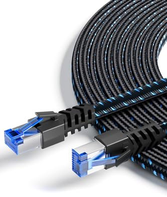 Ercielook Cable de Red 5m - Cable de Red Cat8 de Alta Velocidad 40 Gbit/s para Interior/Exterior, Cable Patch Trenzado con Conector RJ45 para Router/Juegos/Módem