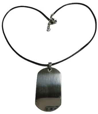 BLUSUPERSHOP Colgante Placa de Acero Color Plata Placa Militar 5,5x3 cm Rectangular Lisa Libre Cuerda 47 cm