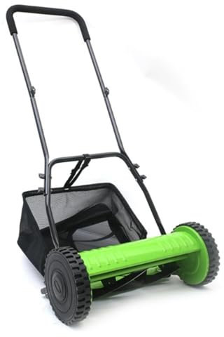 Spazzatrice da giardino da 12 pollici Tosaerba con bobina di spinta a 5 lame Tosaerba manuale portatile da 12 pollici Spazzatrice da giardino Tosaerba manuale a doppia ruota for cortili, aree verdi di