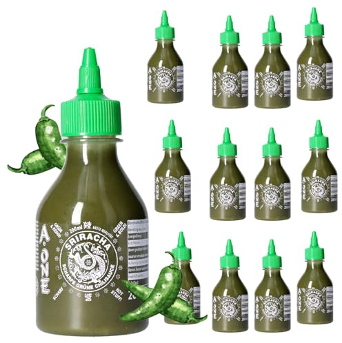 A-ONE Sriracha Sauce Green Chili 12 x 200ml Hot Chilli Grüne Chilisauce Würzsaucen - Perfekt für Gastro