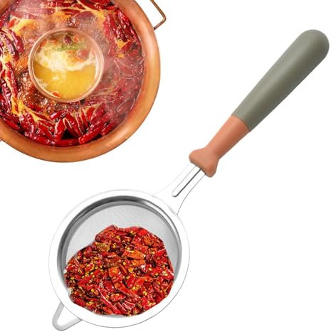 Schiumatoio in acciaio inox – Cucina a maglia fine – multiuso Hot Pot Foam Skimmer Spoon per sugo e cottura