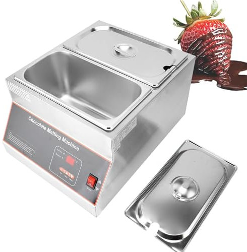 Fontaine à Chocolat Commerciale, TempéReuse à Chocolat éLectrique 32-203°F, Chauffe-Plats En Acier Inoxydable, Fondoir/Chauffe-Chocolat, Fondoir à Chocolat,220V-2Tank