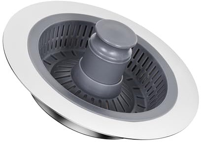 Tappo per Lavandino, 3 in 1 Filtro Lavandino, Valvola di Scarico a Scomparsa, Universale Guscio in Acciaio Inossidabile,Design Anti-Intasamento, Facile Installazione(A)