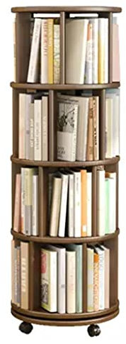 Drehbares Kinder-Bücherregal mit 4 Ebenen, braun, 40 x 128 cm, stimuliert das Leseinteresse und die Fähigkeit der Hände