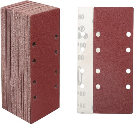 STEBRUAM Lot 30 Feuilles Abrasives 93 x 230 mm Ponçage Papier Grain 80,pour Ponceuse Orbitales Idéale pour Poncer/Polir/Bois et peinture