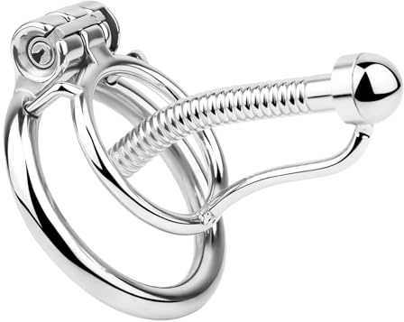 SeLgurFos Edelstahl Chastity Cage Männer Stretcher mit Easy Urination Penis Plug, Skelett Verdecktes Schloss Cock Cage Sex-Spielzeug für Mann Keuschheit Bondage (L,45mm)