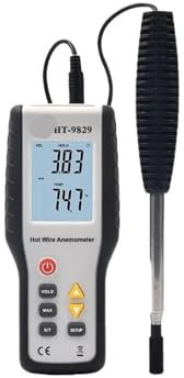 TIEOAXFT Compteur numérique Portable de Vitesse du Vent, Haute sensibilité, anémomètre Thermique à Fil Chaud, Instruments de Mesure, HT-9829