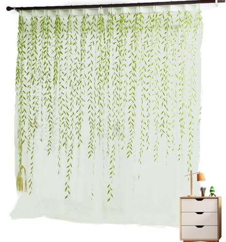 Curtains Voile Willow - Paneles Transparentes Bordados con Hojas