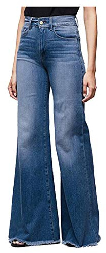 Pantalon À Pattes D'éléphant Femme, Jeans Fluide Femme Taille Elastique Coupe Ajustée Extensible Jambe Large Vintage Et Confortable Flared Délavé des Années 70 avec Poches
