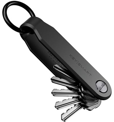 KeySmart Loop - Keychain Key Holder, FKM Silicone Compact Key Organizer for Key Chain, Clutter-Free Minimalist Compact EDC Key Chains, Key Ring for Car Fobs Keychains - Black