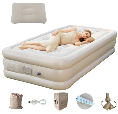 Aufblasbare Campingmatratze - Verdickte Campingmatratze Selbstaufblasendes Doppel Feldbett - Luxus Luftbettmatte mit integrierter Pumpe für Outdoor & Reisen