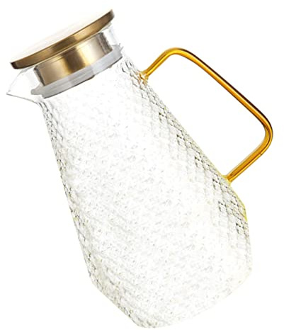 GLEAVI Hervidor de Agua Fría Tapa Sellada y Vertedor Antigoteo de 1500ml de Vidrio de Borosilicato Ligero y Portátil para Jugo y Té en Uso Diario Familiar
