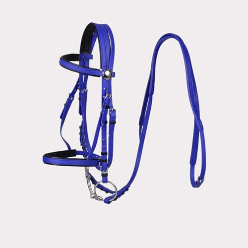 Cabezada Western Horse - Cabezada para caballos con acolchado - Cabezada Western duradera con filete(blue)