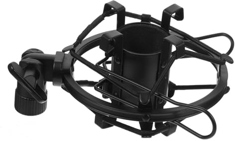 SOIMISS Supporto Microfono Professionale Fissaggio Facile Nero in Metallo e Abs Clip Regolabile e Diametro 2,5cm per Registrazione e Trasmissione Radio